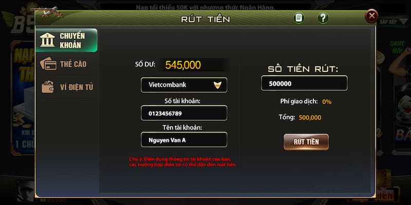 Rút tiền B52 club nhanh chóng, an toàn